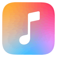 a music note icon in a colorful square